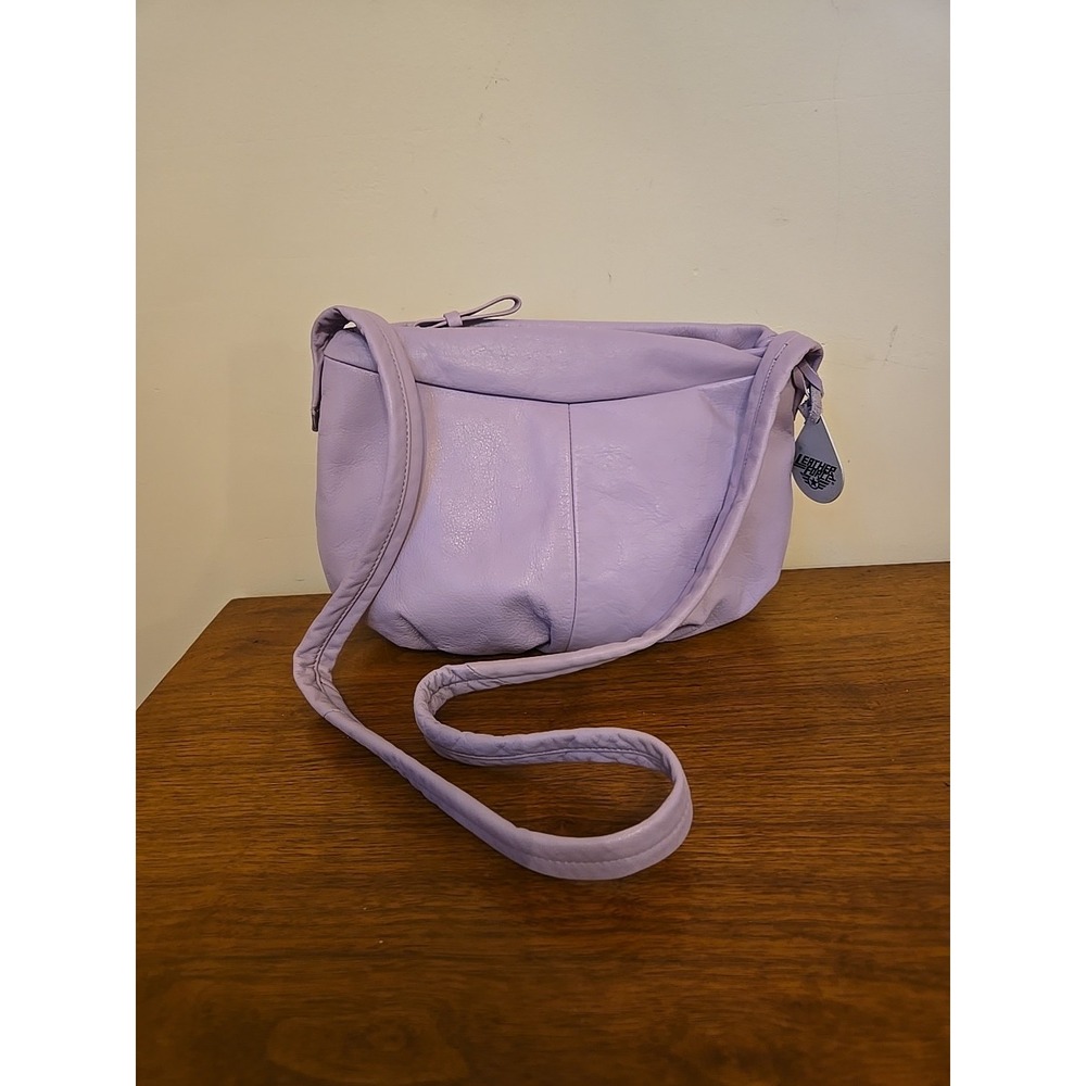 Leather Force Vintage Y2K Lavender Purple Leather Shoulder Bag Purse Small